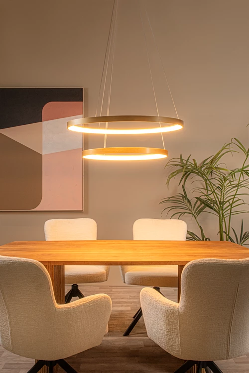 Lucide VIDAL - Hanglamp - Ø 78 cm - LED Dimb. - 1x92W 2700K - Mat Goud / Messing | Premium - sfeer 1